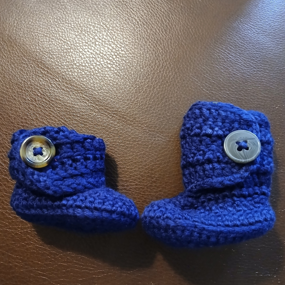 Handmade Blue Crochet Baby Booties